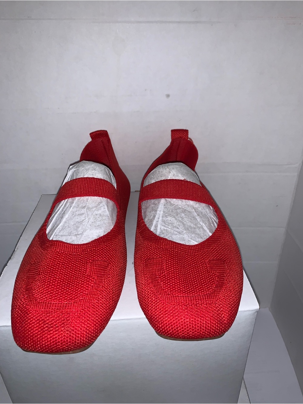 Women’s Red Knit Mary Jane Flats